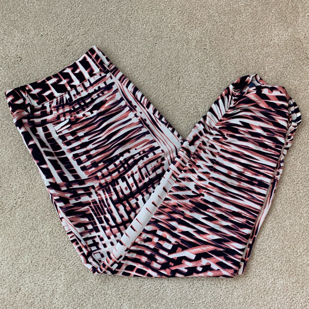 Parker Animal Print Ankle Ruched Silk Pants Size Small like NWOT